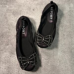 Report Purple Shimmer Bow Ballet Flats